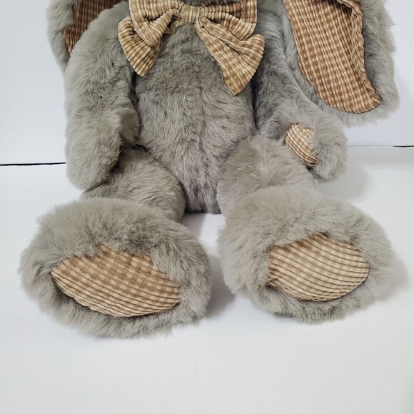 Vintage Stuffy Rabbit People Pals Toy Plush Easter Bunny Checked Corduroy Trim - Picture 10 of 16